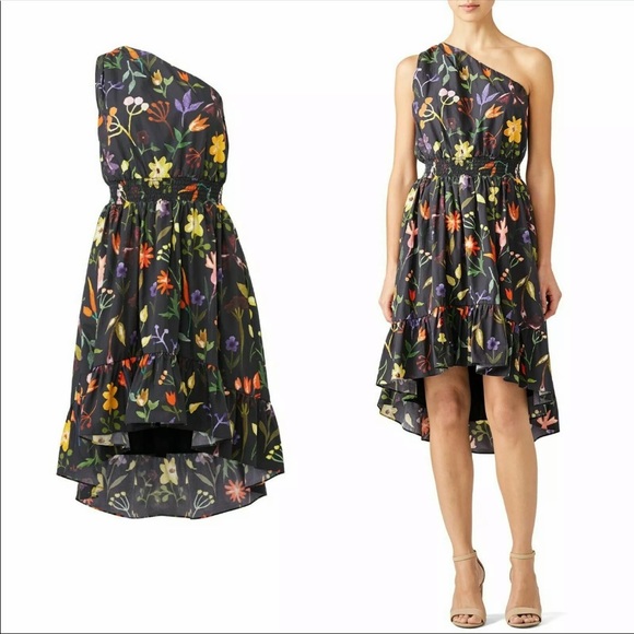 Slate & Willow Black Floral One-Shoulder Dress - Picture 1 of 10